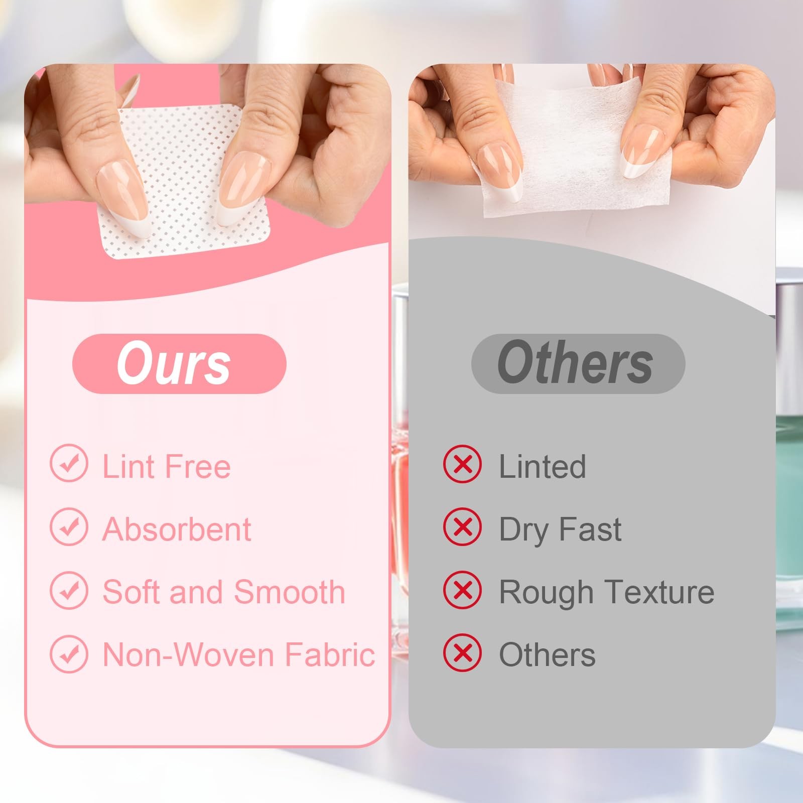 Nail Polish Remover, Lint Free Wipes 540PCS Acetone 540PCS, White