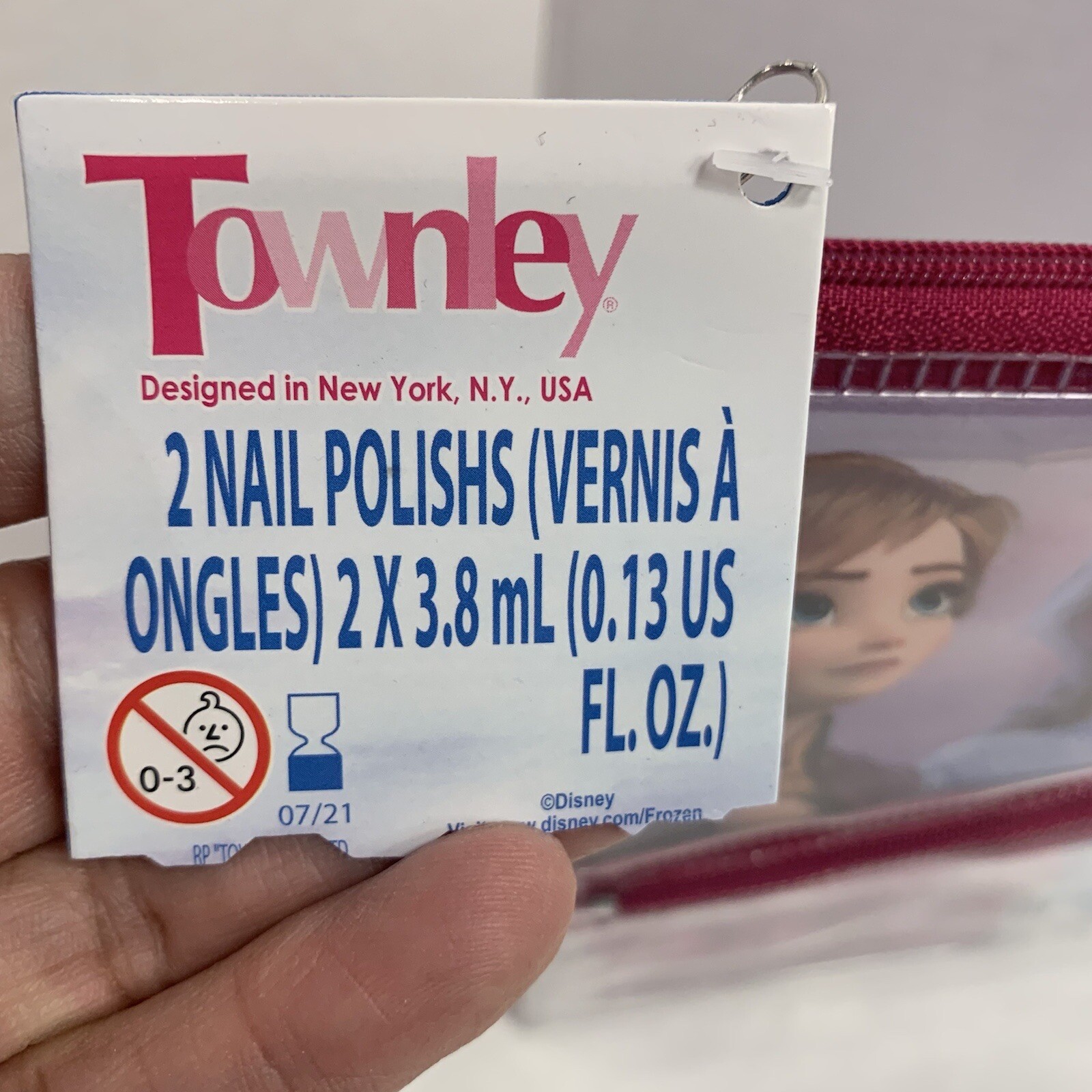 Townley Disney Frozen Non-Toxic Nail Polish Set In Zipper Pouch 8”x6”