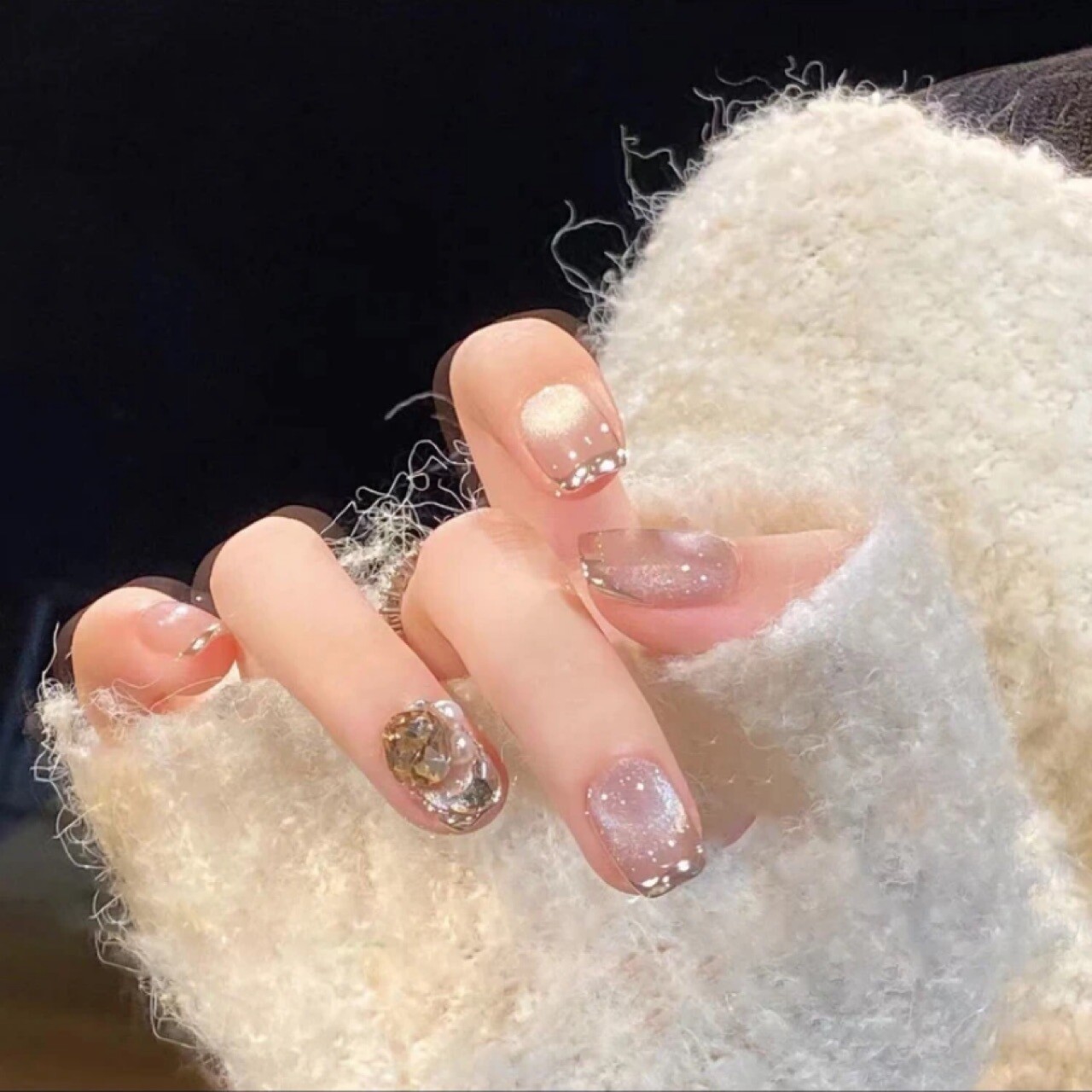 Cat Eye Luxury Classic Whitening Pure Hand-Worn Nail Press-On Nails