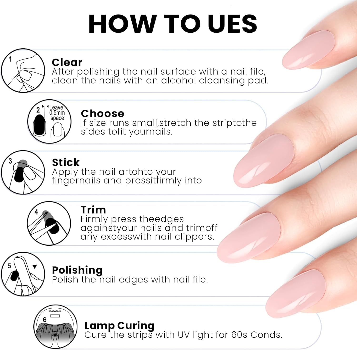 Semi Cured Gel Nail Strips | Built-In Gel Top Coat | UV Light Required | Salo…