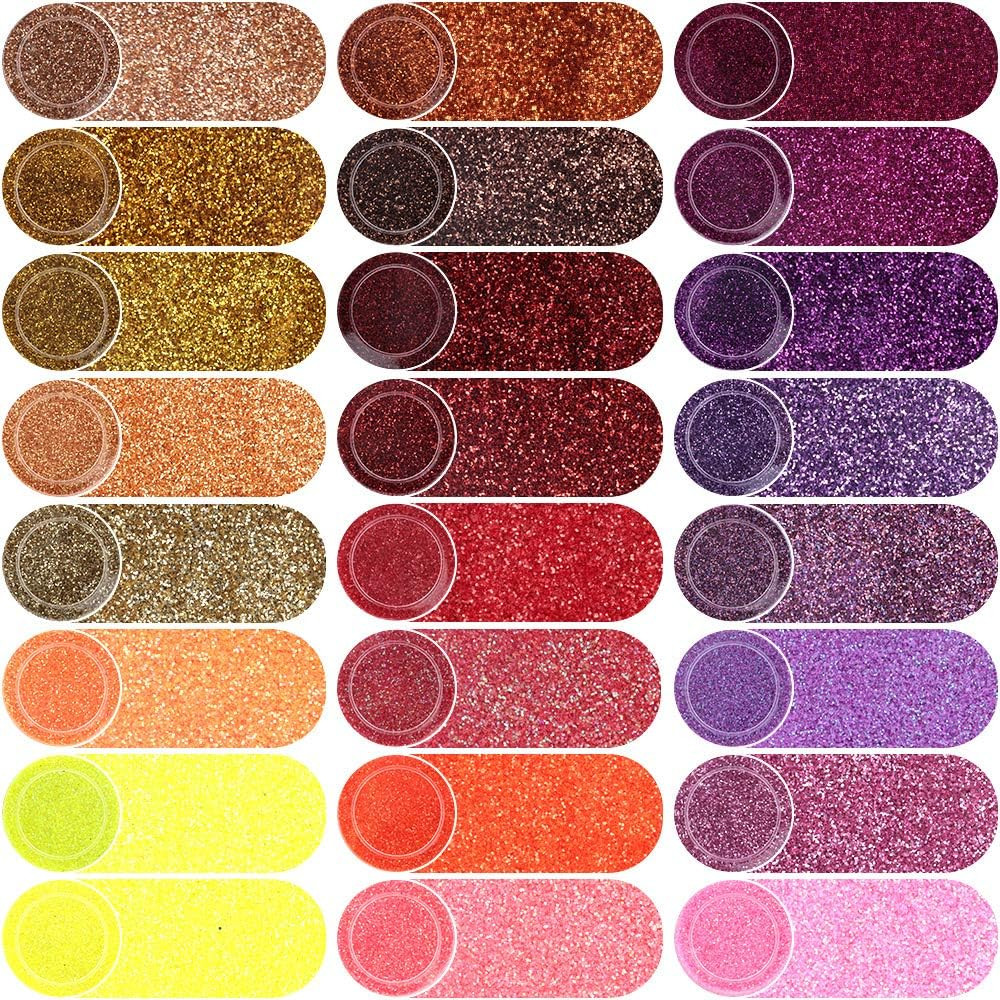 48 Color Fine Glitter Powder Set for Nails Makeup Resin Crafts DIY