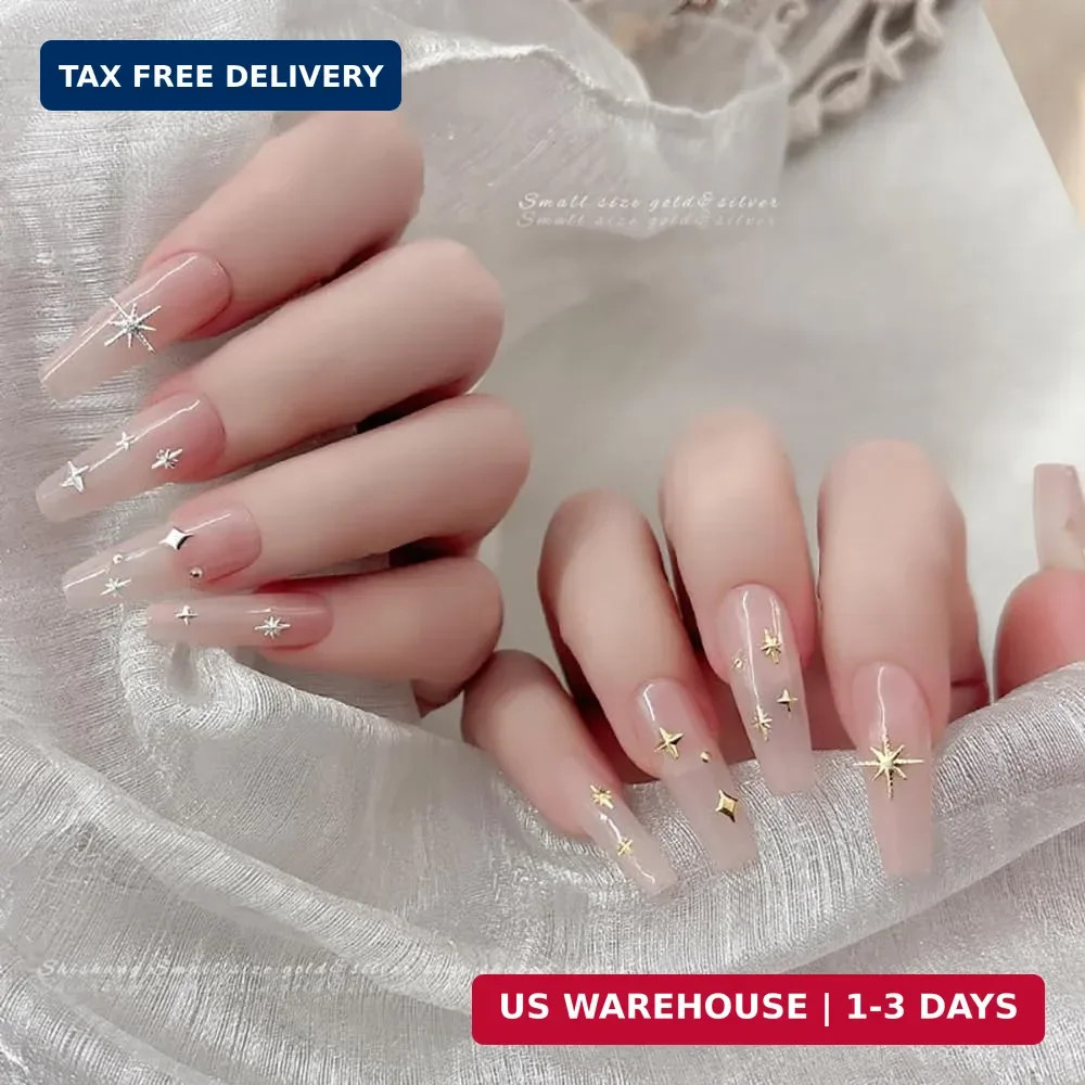 Nail Charms, 400 PCS Star Nail Art Charms for Acrylic Nails Gold Silver Metallic