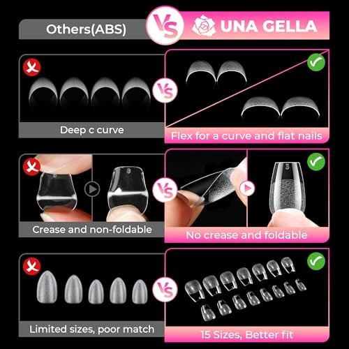 Nails Tips: 510Pcs Soft Gel Nail Tips Coffin Acrylic Full Cover Short Coffin