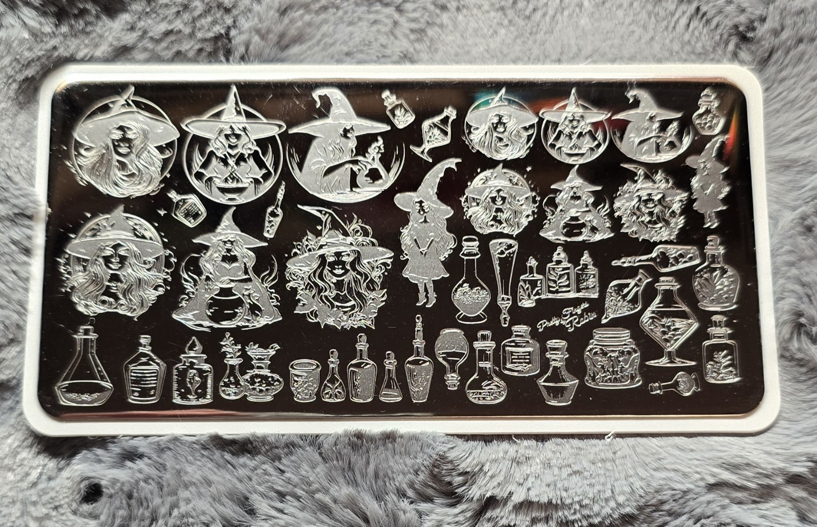 HTF Pretty Fingers By Robin Halloween Witch Magic Potion Gothic Nail Stamp Plate