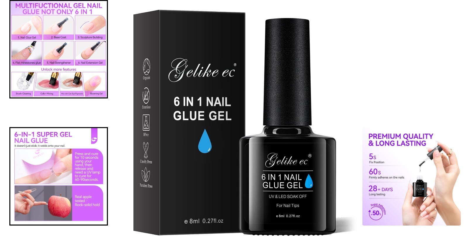 6 in 1 Nail Adhesive – Quick UV Curing, Waterproof & Easy Application