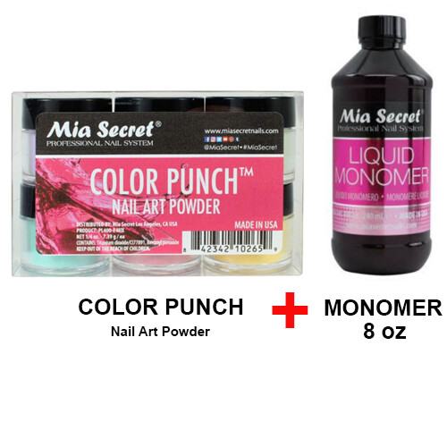 Mia Secret Monomer 8 oz with 6 Colors Set Nail Art Powder Selection (Pick Yours)