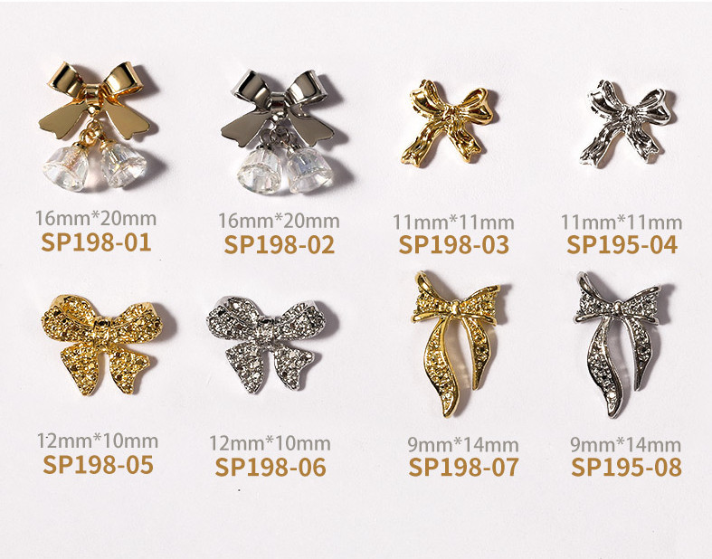 3D Glitter Metal Manicure Accessories DIY Ribbon Bows Nail Art Decoration