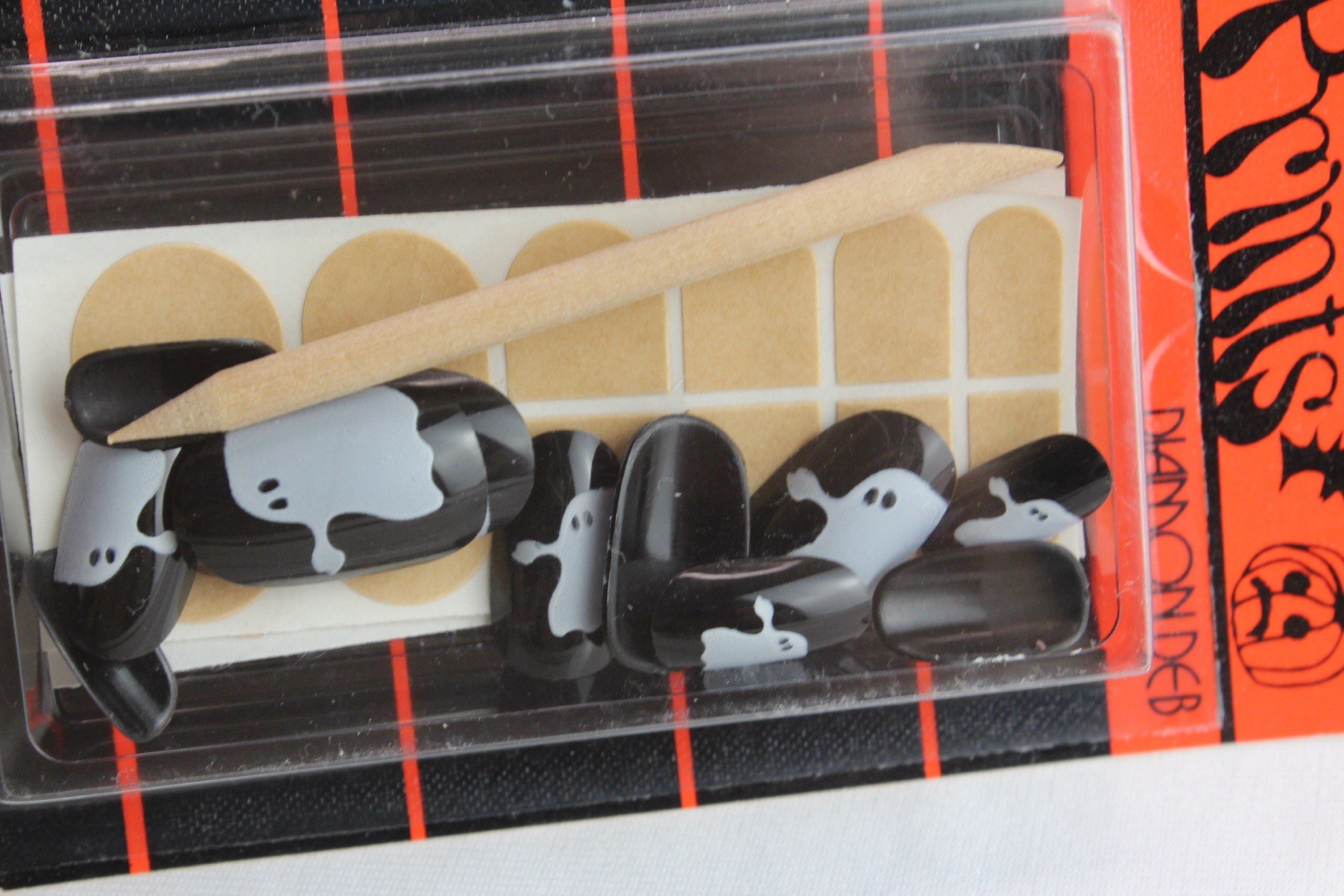 Diamon Deb Kurlash Halloween Press On Nails Vintage 1980s Black And White Ghost