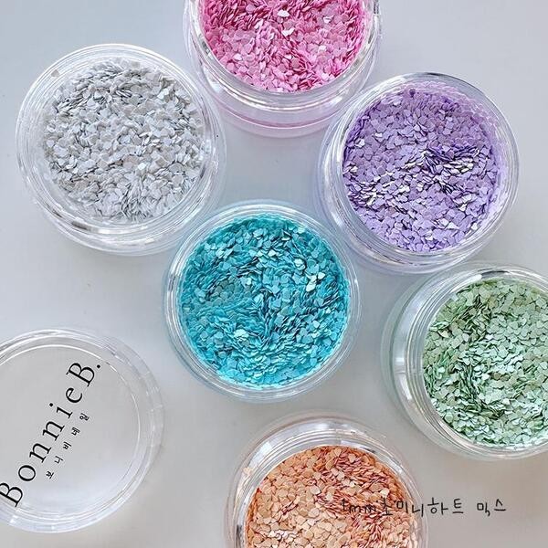 Bonnie B Mini Heart Nail Glitter 1mm Pastel Sequin Mix Cute Nail Art Decor