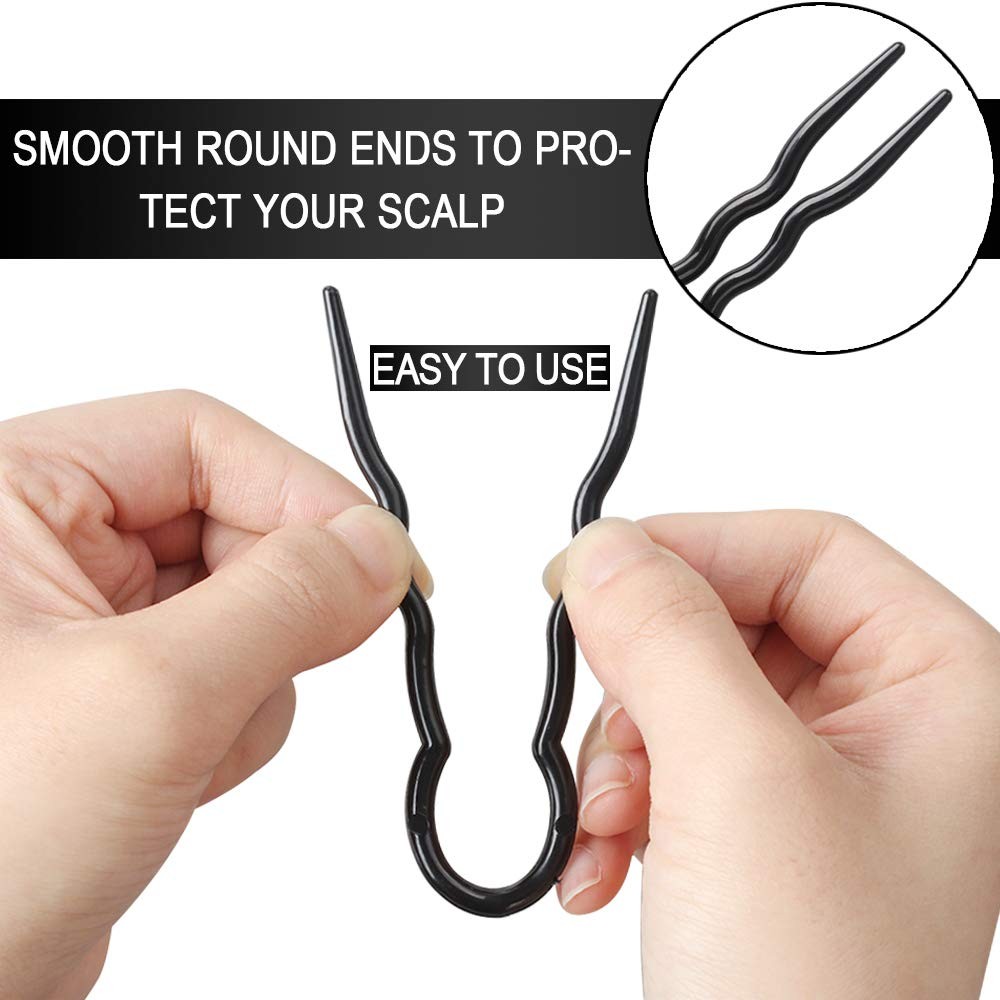 40 Pcs Plastic U Shaped Hair Pins Grip Fast Spiral Braid Brown