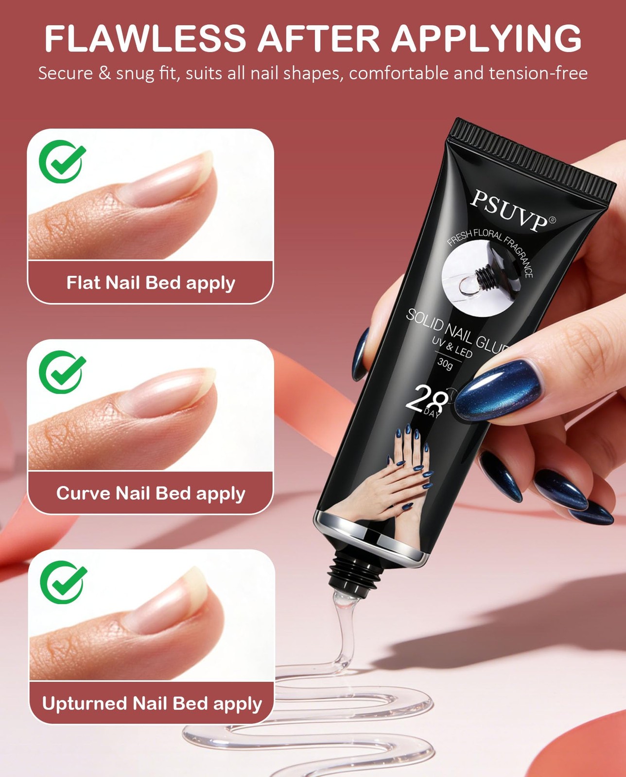 Solid Gel Nail Glue30g w/Mini UV Lamp,For Acrylic Fake&Press OnNails | Strong…