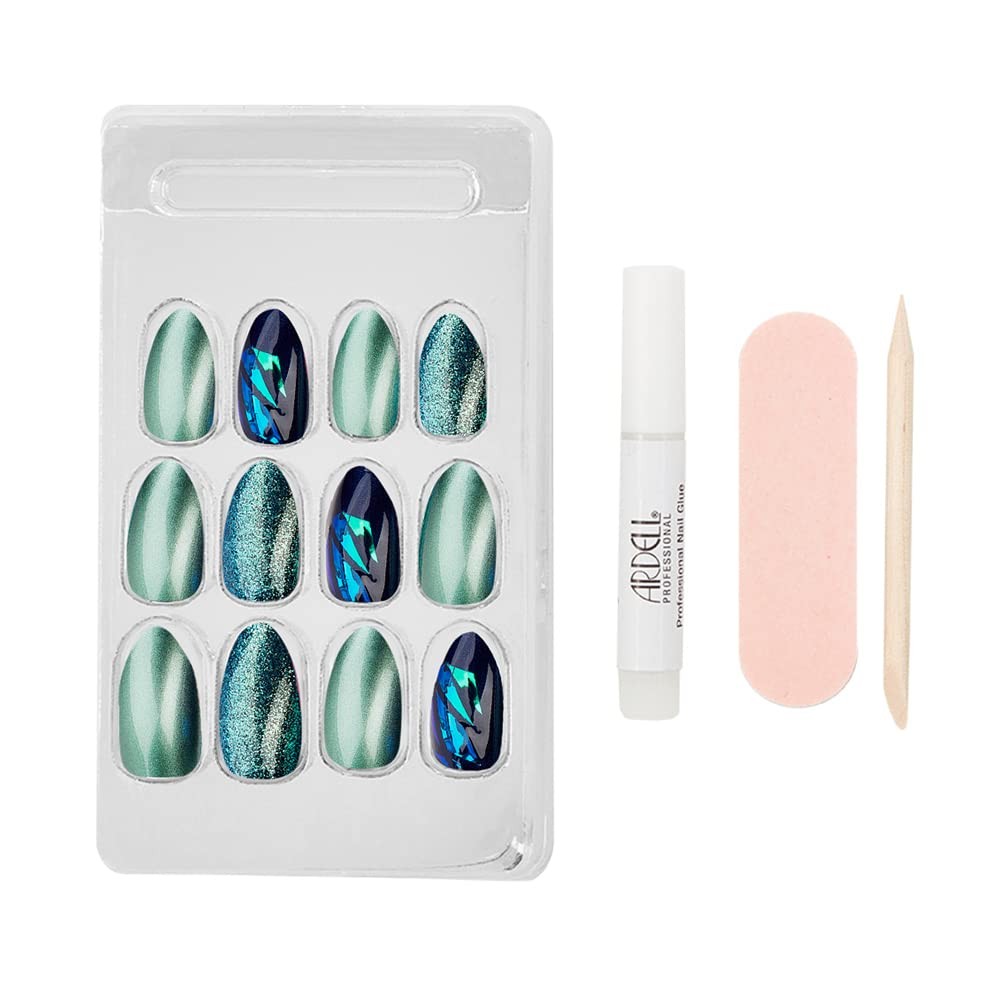 Ardell Nail Addict Artificial Nails, 75887 Green Glitter Chrome