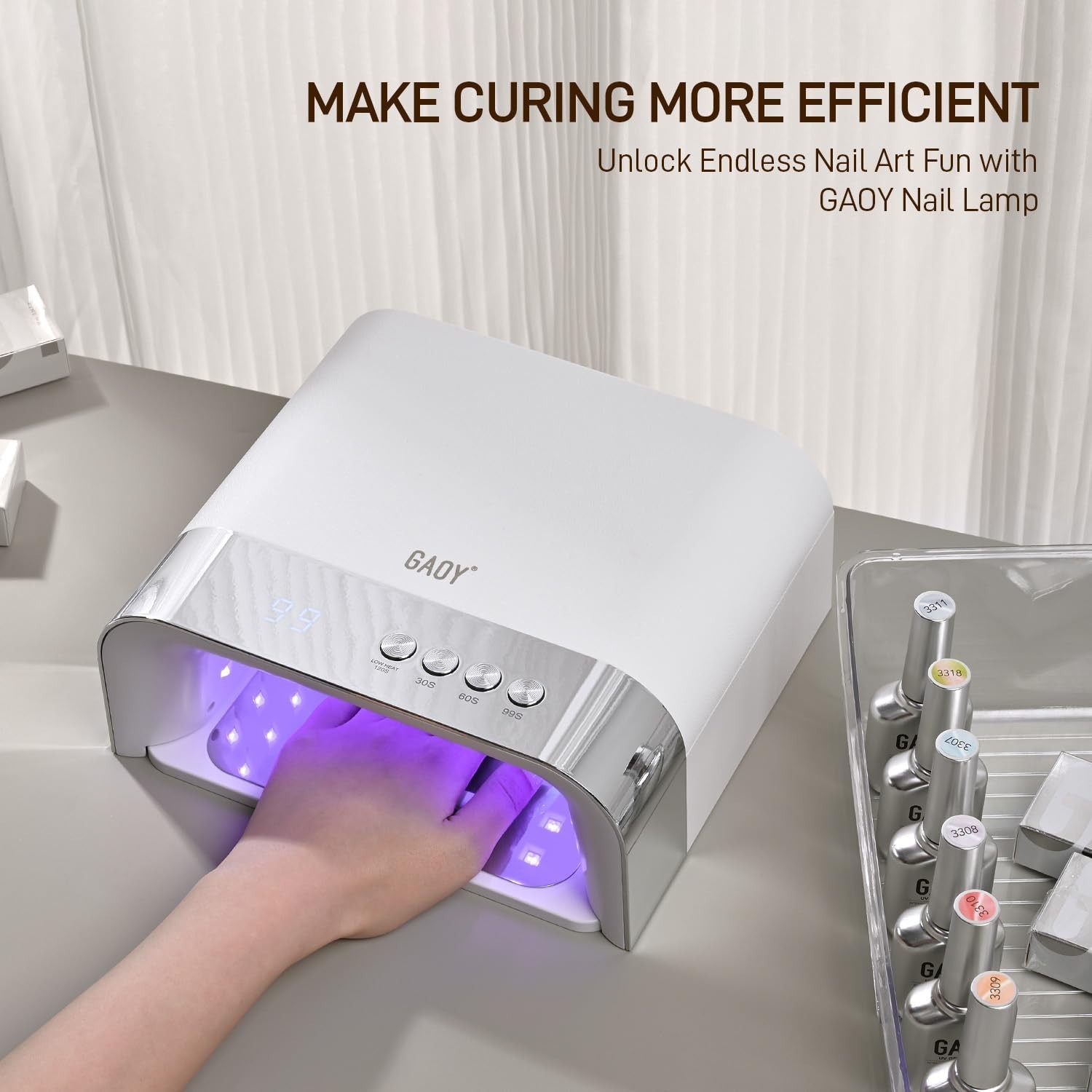 GAOY Professional UV Nail Lamp, Big Cavity Design for Long Nails, 3… Fast Ship
