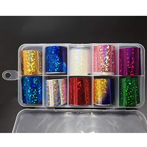 30 Rolls Holographic Nail Foil Stickers & Strip Tape – Silver Laser Nail Art Dec