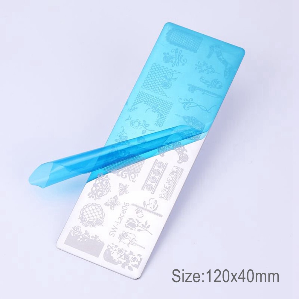 Lace Pattern French Tip Metal Nail Stamping Plate Seamless Lace Check Flowers