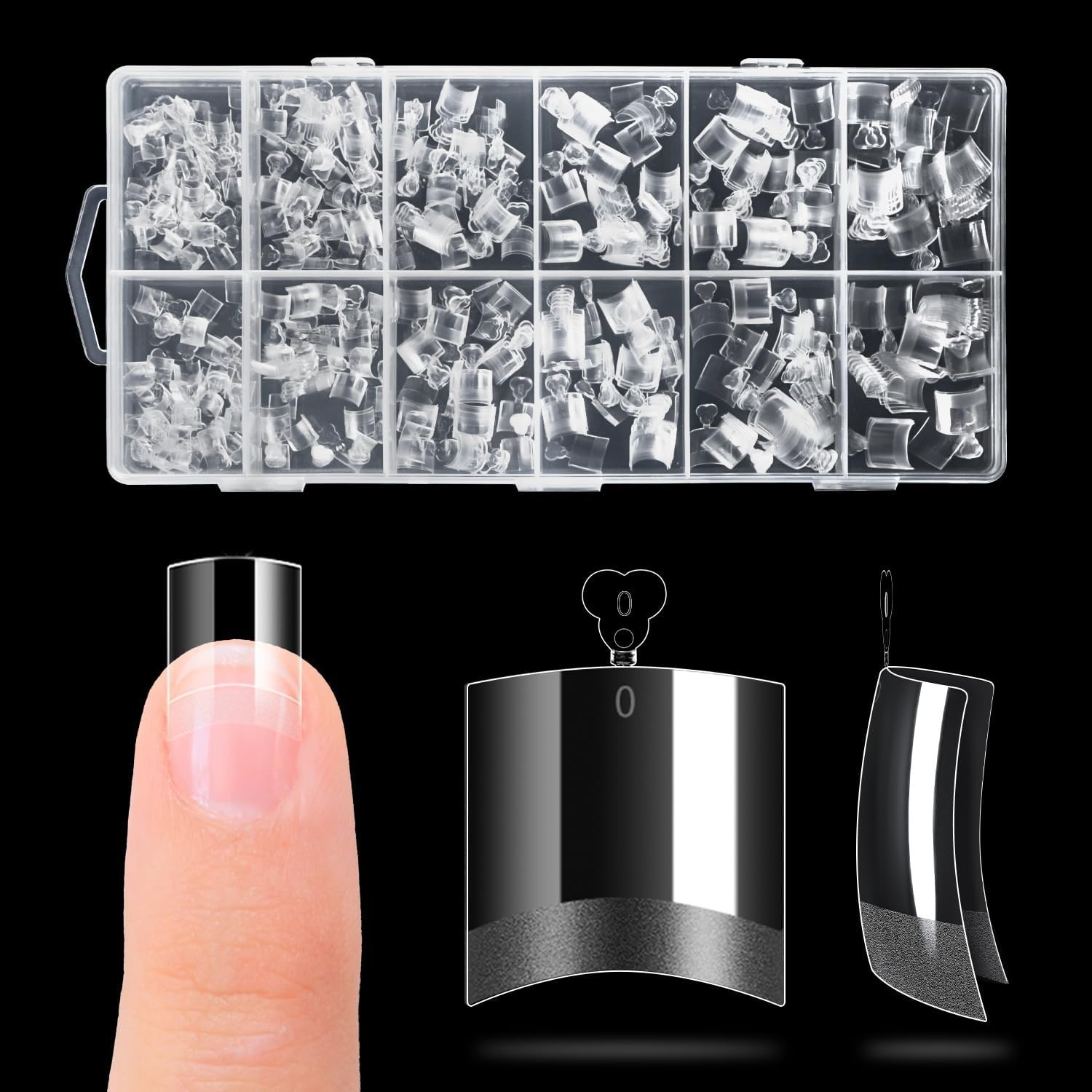 600PCS French Press-On Nails – Half Matte Soft Gel Tips with Handle for Easy Use