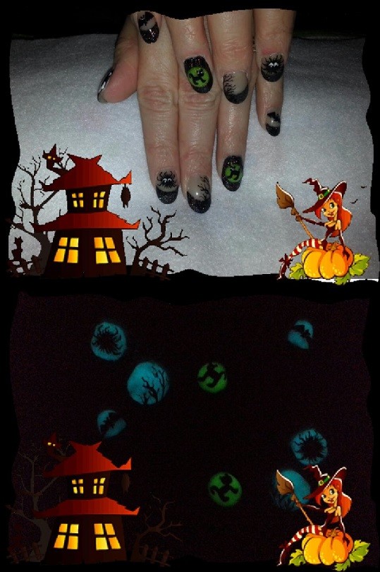 Nail Art Glitter Neon Set Glow in the Dark Powder Pigment, Hearts & Butterflies