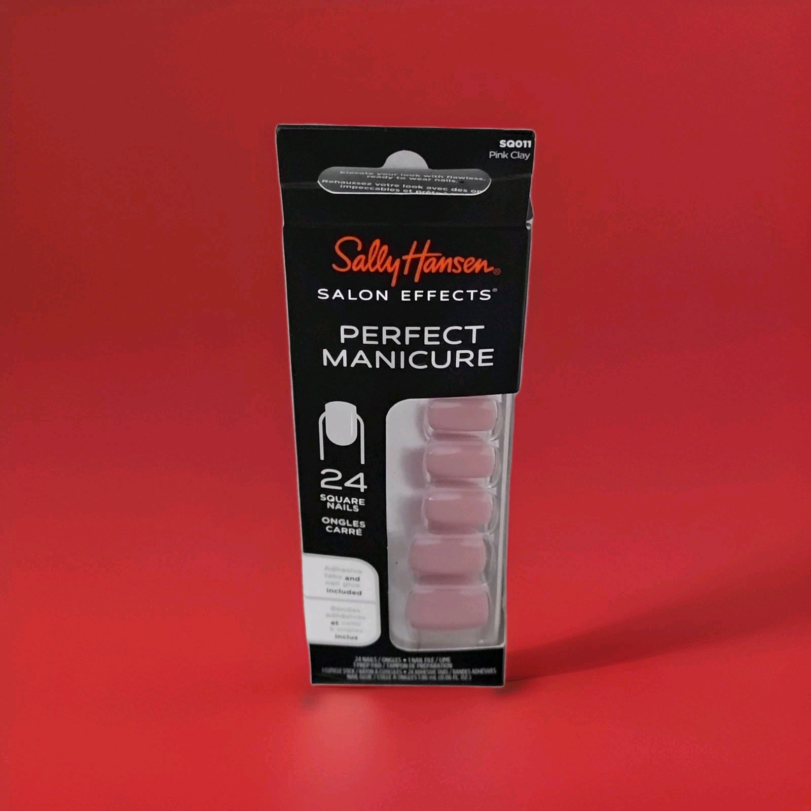 Sally Hansen SALON EFFECTS PERFECT MANICURE 24 SQUARE Press On Nails PINK CLAY