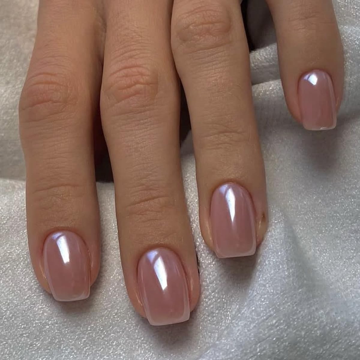 Press on Nails Short Square Acrylic Fake Nails with Apricot Design Full Cover…