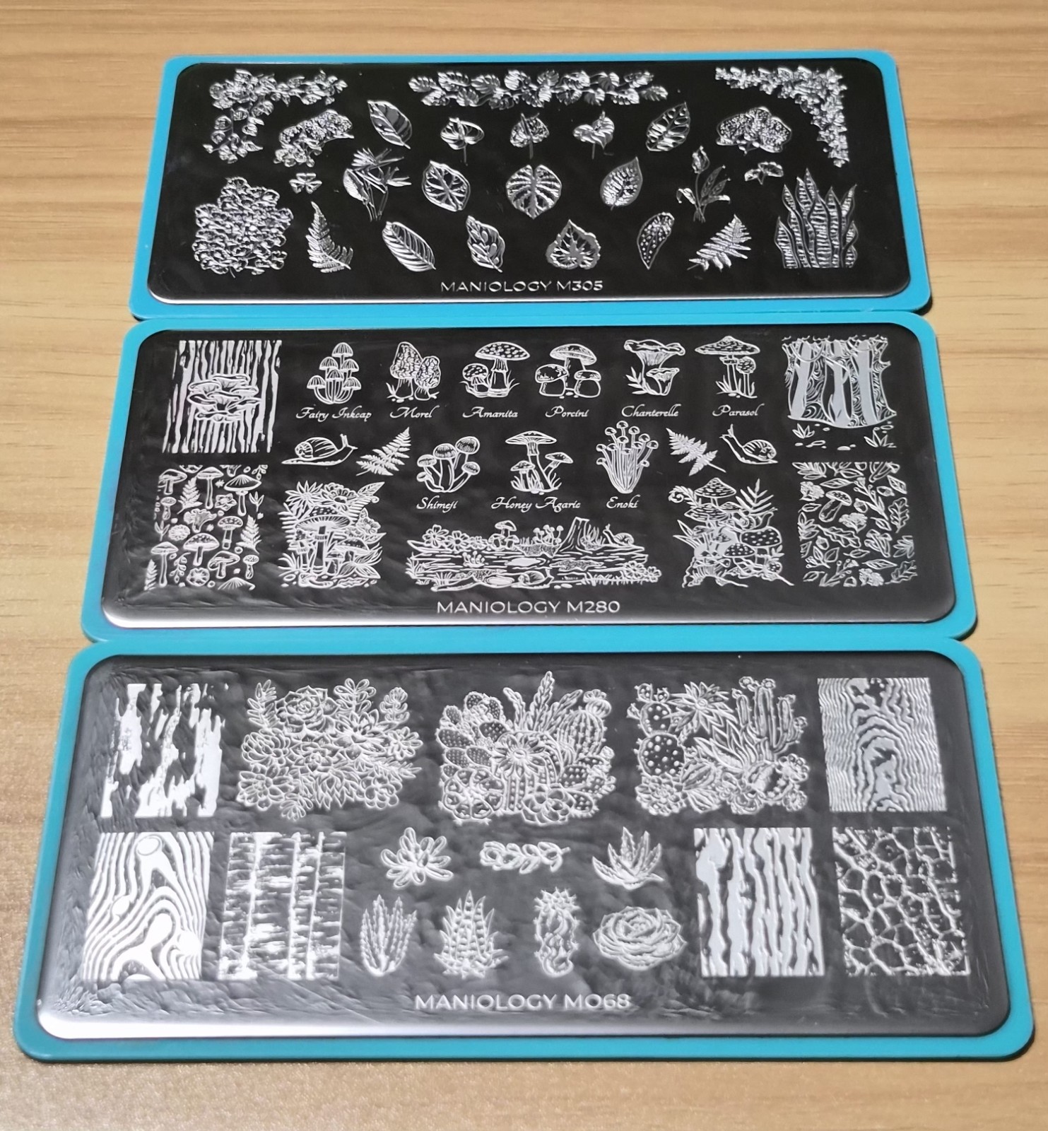 Maniology Nail Stamping Plate Lot M280 M068 M305 HTF Retired Mushroom Forest Lot