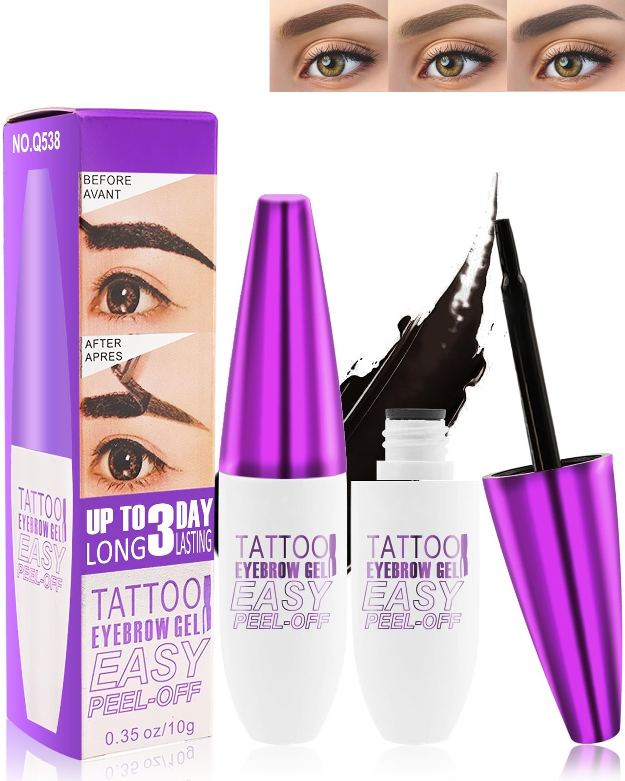 Peel Off Eyebrow Tinting Gel Kit-2pcs Grey Black Tattoo Eyebrow Gel Easy Peel…