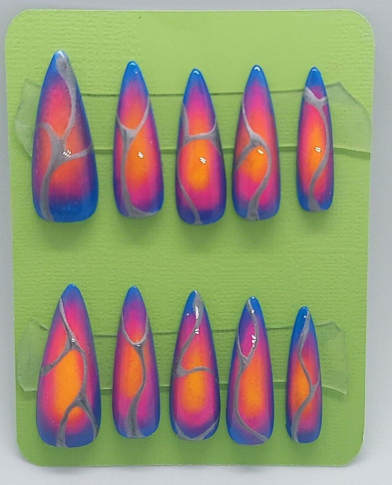 Vibrant Metallic Galaxy Ombre Silver Chrome Nails for Party Wedding Celebration