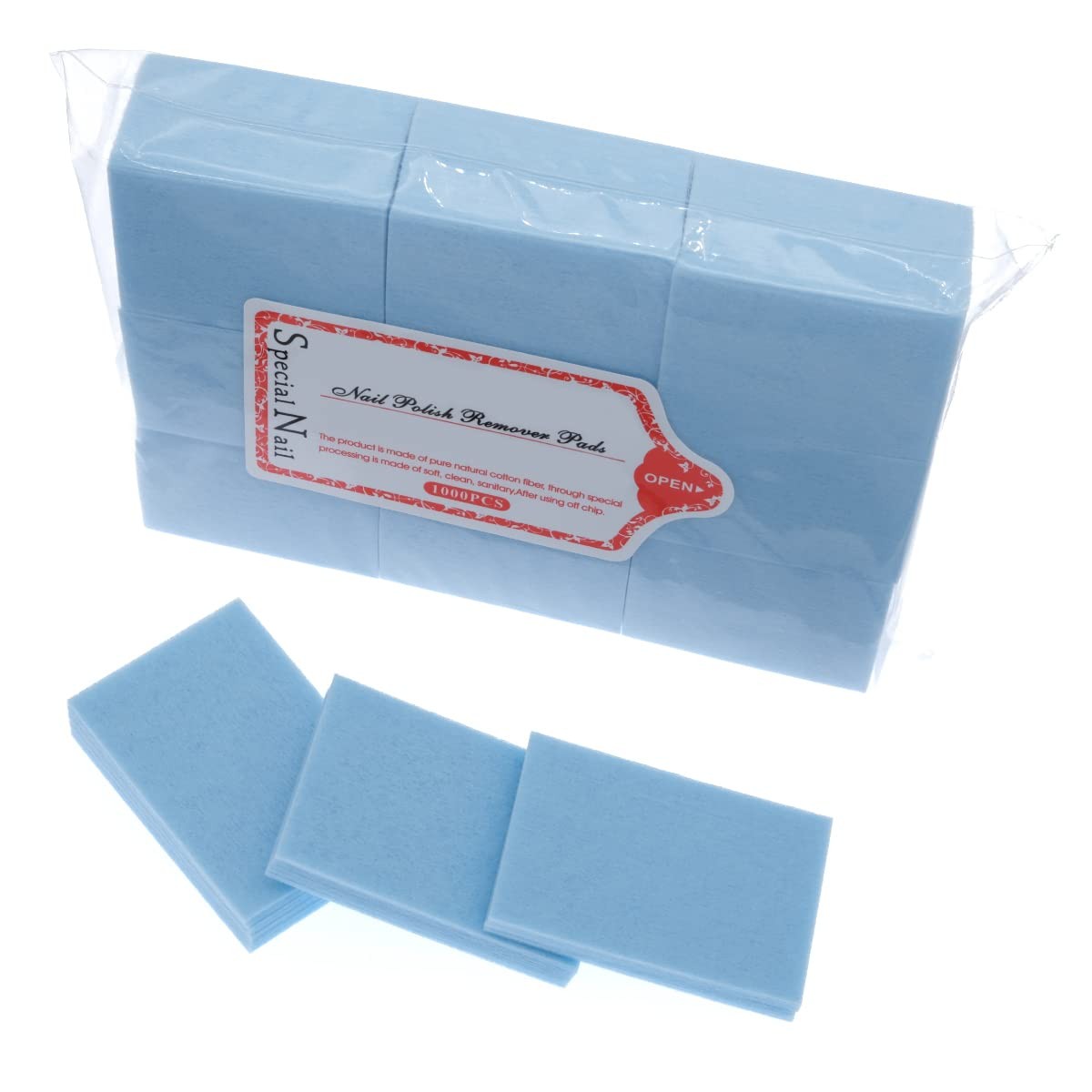 Aysekone 600 Pieces Disposable Nail Wipes Gel Polish Remover Pads Blue