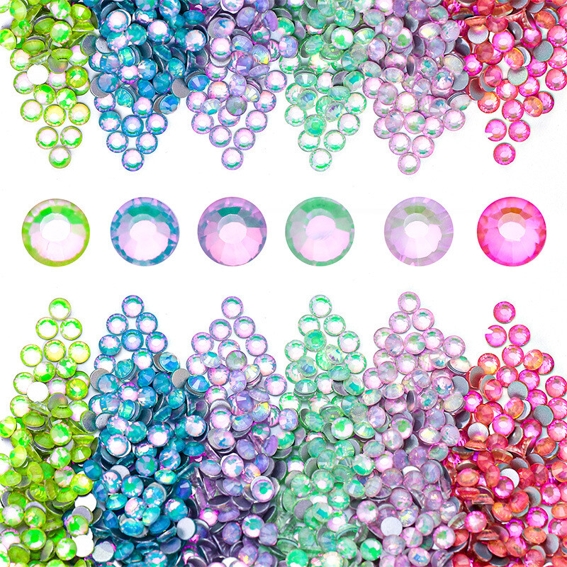 1440pcs Phantom opal Flat Back Rhinestone Glass Diamond DIY Crafts Nail Art Gems