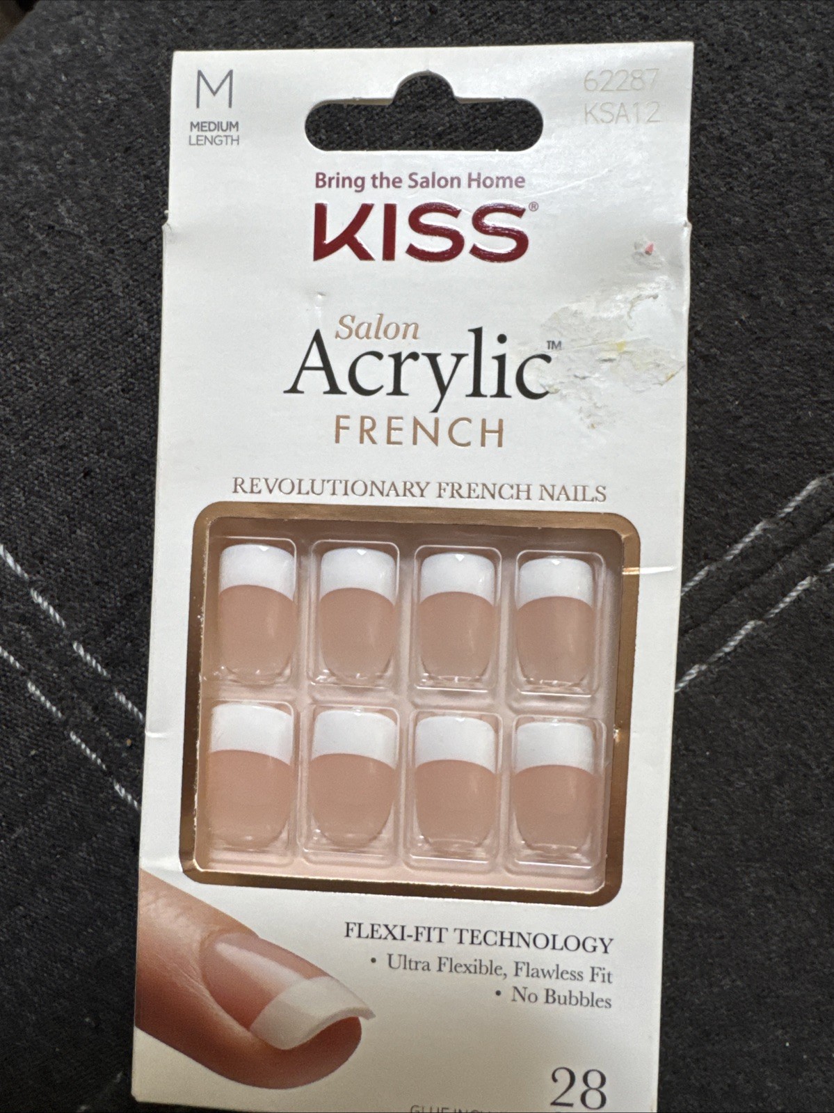 KISS REVOLUTIONARY French ACRYLIC Ultra Flexible Glue On Medium 28 Nails