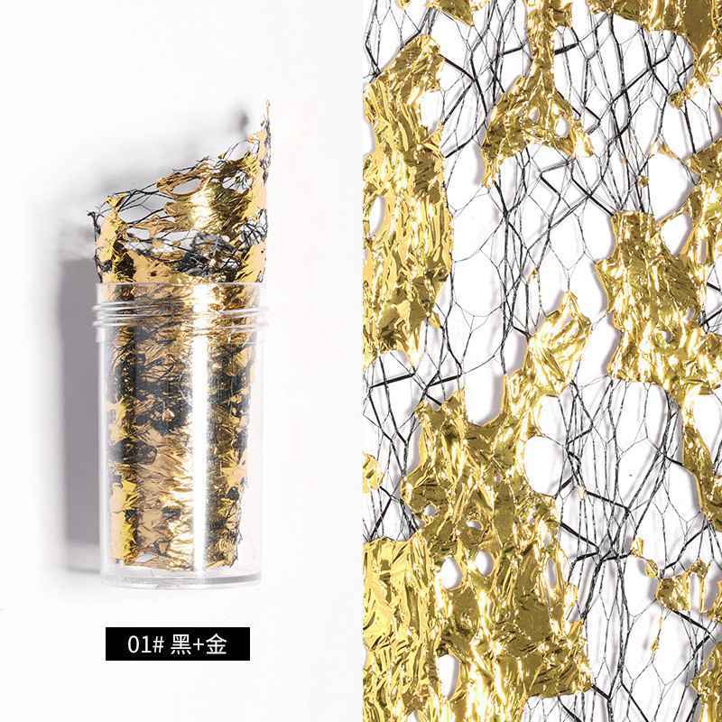 3D Mesh Nail Sticker Tape Adhesive 1PC Silk Gold Silver Net Line Foil Nail Art