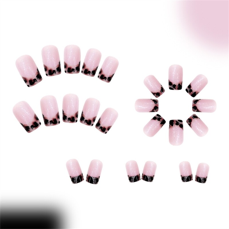 Length Fashion Leopard Print Press On Glittering Acrylic Finish