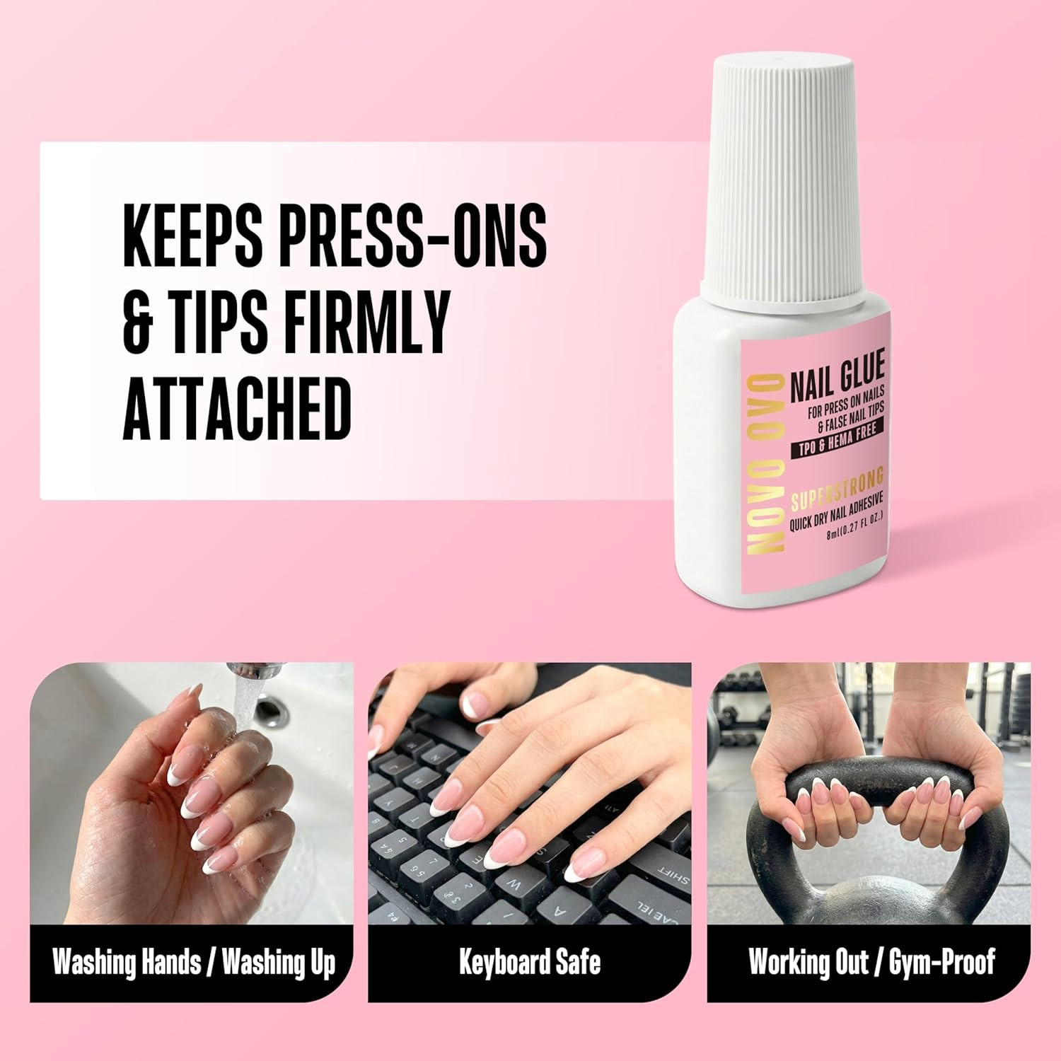 Super Strong Nail Glue for Press on Nails & False Nail Tips (8Ml 0.27 Fl Oz) – T