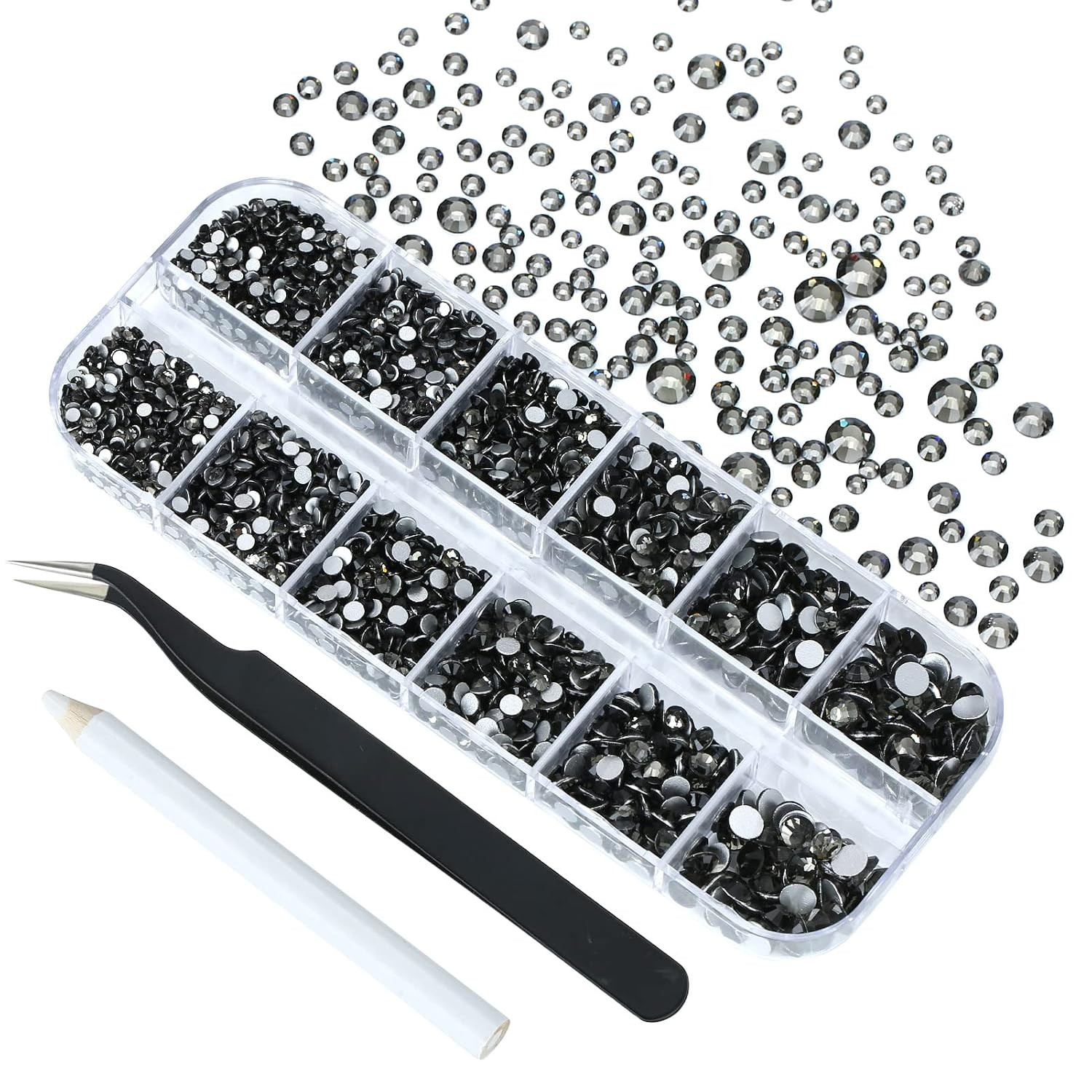 Black Diamond Glass Flatback Rhinestones for Nails, Crafts & Clothes – 4240PCS 6