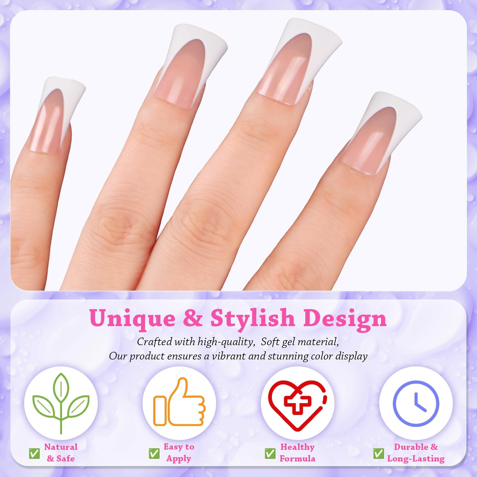 120pcs Duck Nail Tips Short Light Pink French Duck Tips Full Cover Fan Flare …
