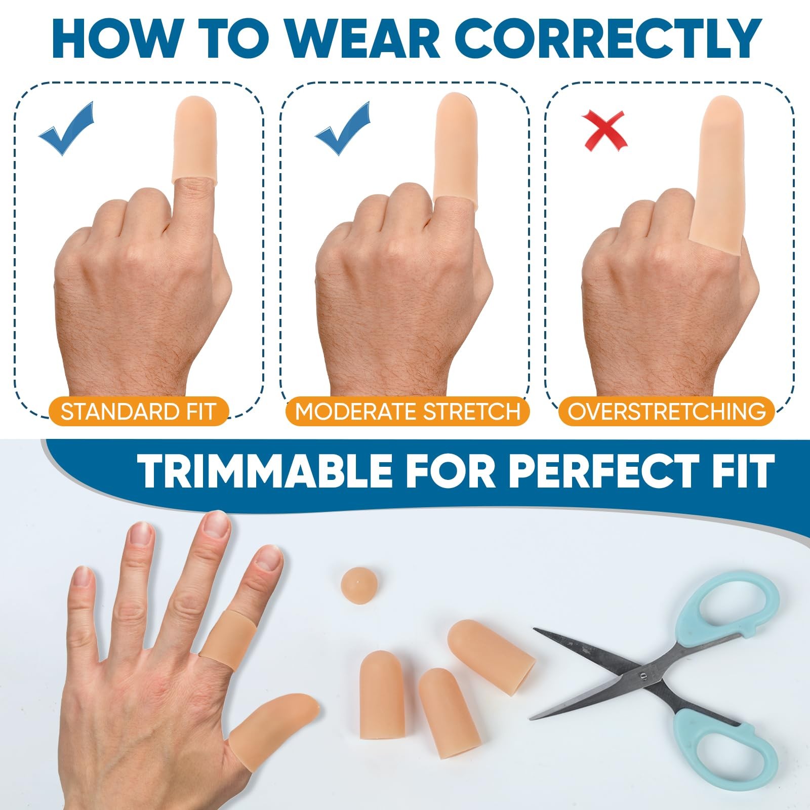 20 Pcs Gel Finger Cots Protectors Silicone Finger Caps Thumb Fingertip Covers