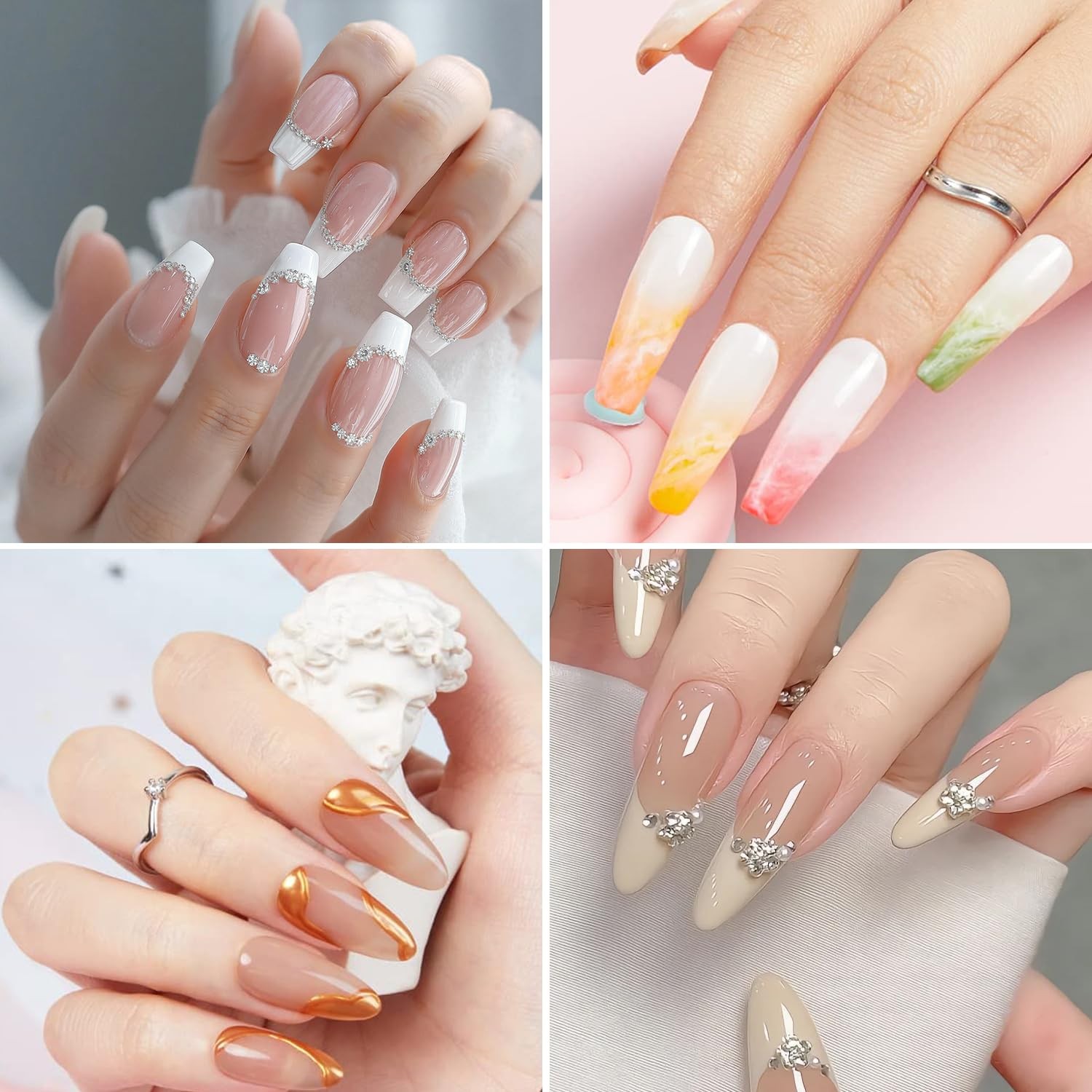 French Tip Tool 7 Pcs Clear Silicone French Tip Nail Stamp French Tip Stamp F…