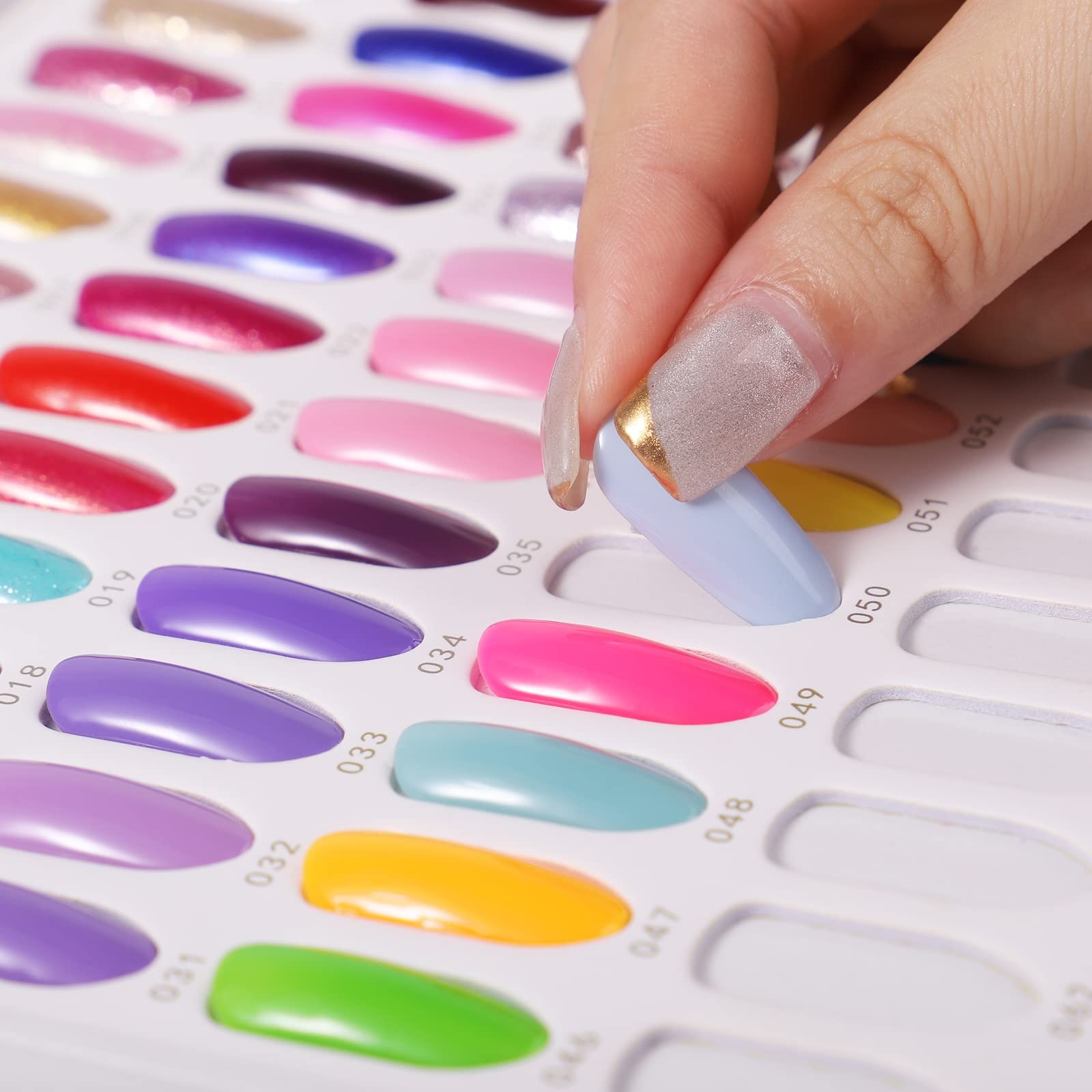 Acycion2A 308 nail display chart with 360 false nail tips (Silver)