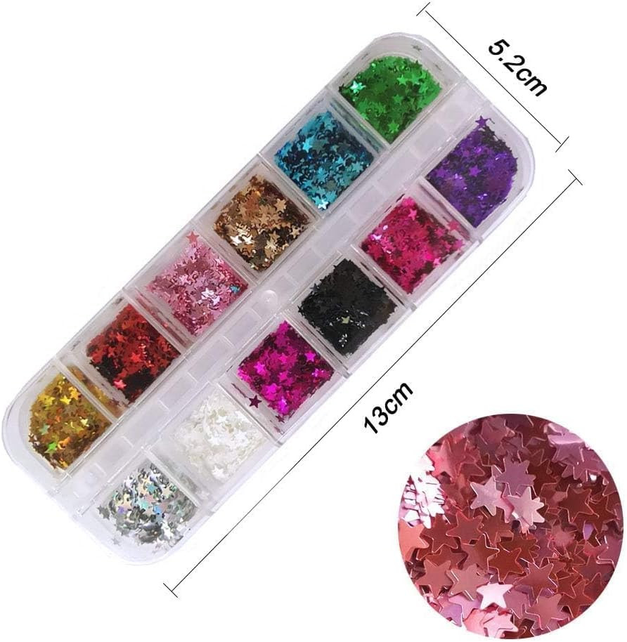 Star Glitter Confetti, 24 Boxes Holographic Sequins 3D Laser Nail Art Flakes …