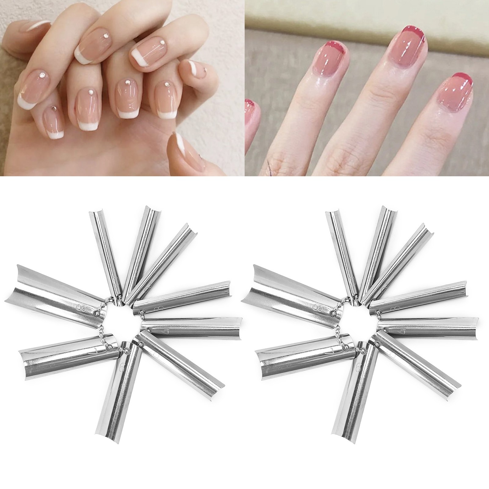 18Pcs French Manicure 9 Sizes Single Tips Deep C Shape Cutter Tool Nail Edge
