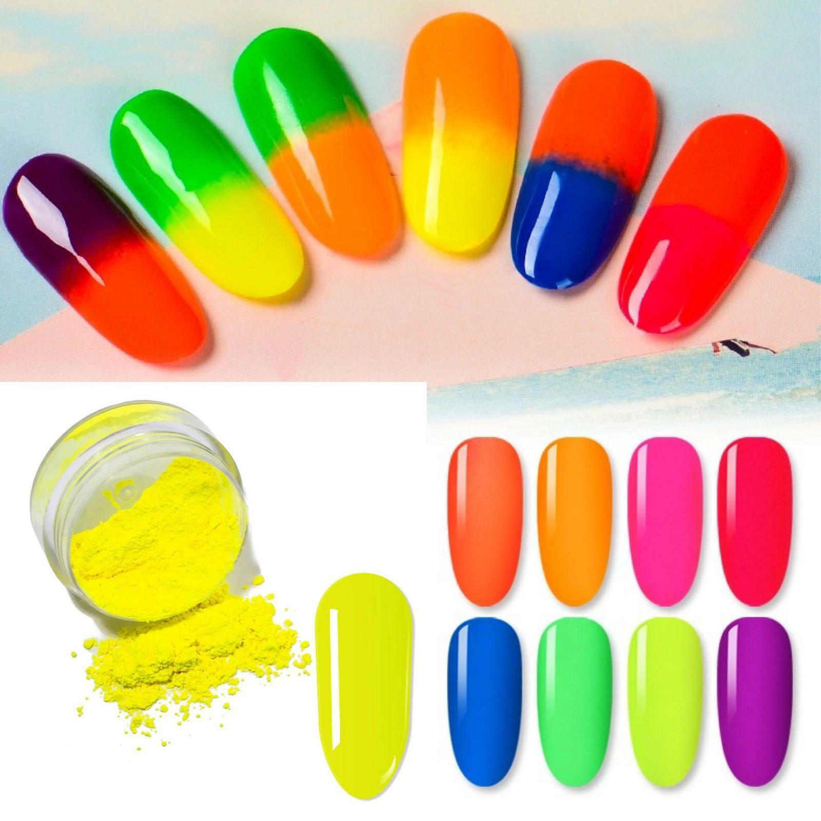 12 Colors Neon Pigment Nails Powder Dust Ombre Phosphor Fluorescent Glow Daily