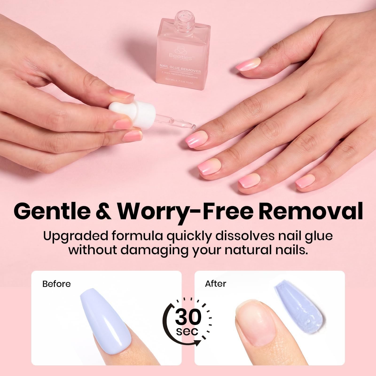 Gel Nail Glue & Remover Kit – 20g No Wipe Hands-Free Adhesive, 10ml Gentle Remov