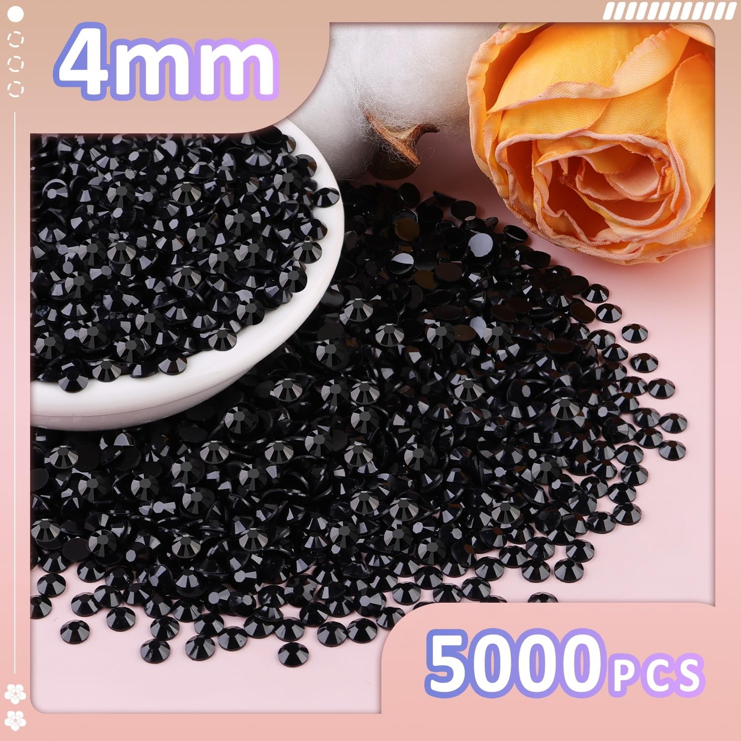 5000Pcs 4mm Resin Jelly Rhinestones with 1Pcs 10ml B7000 Jewelry Glue for Cra…