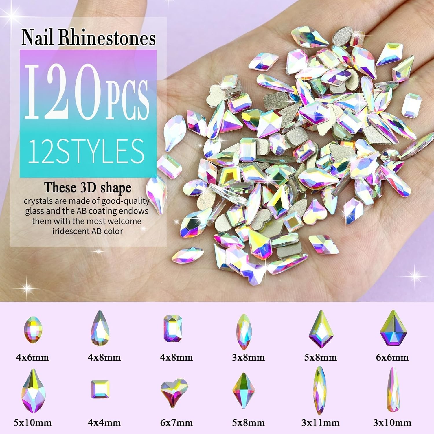 3200PCS Nail Art Rhinestones, Crystal Clear Flatback Rhinestones for Nails, Craf