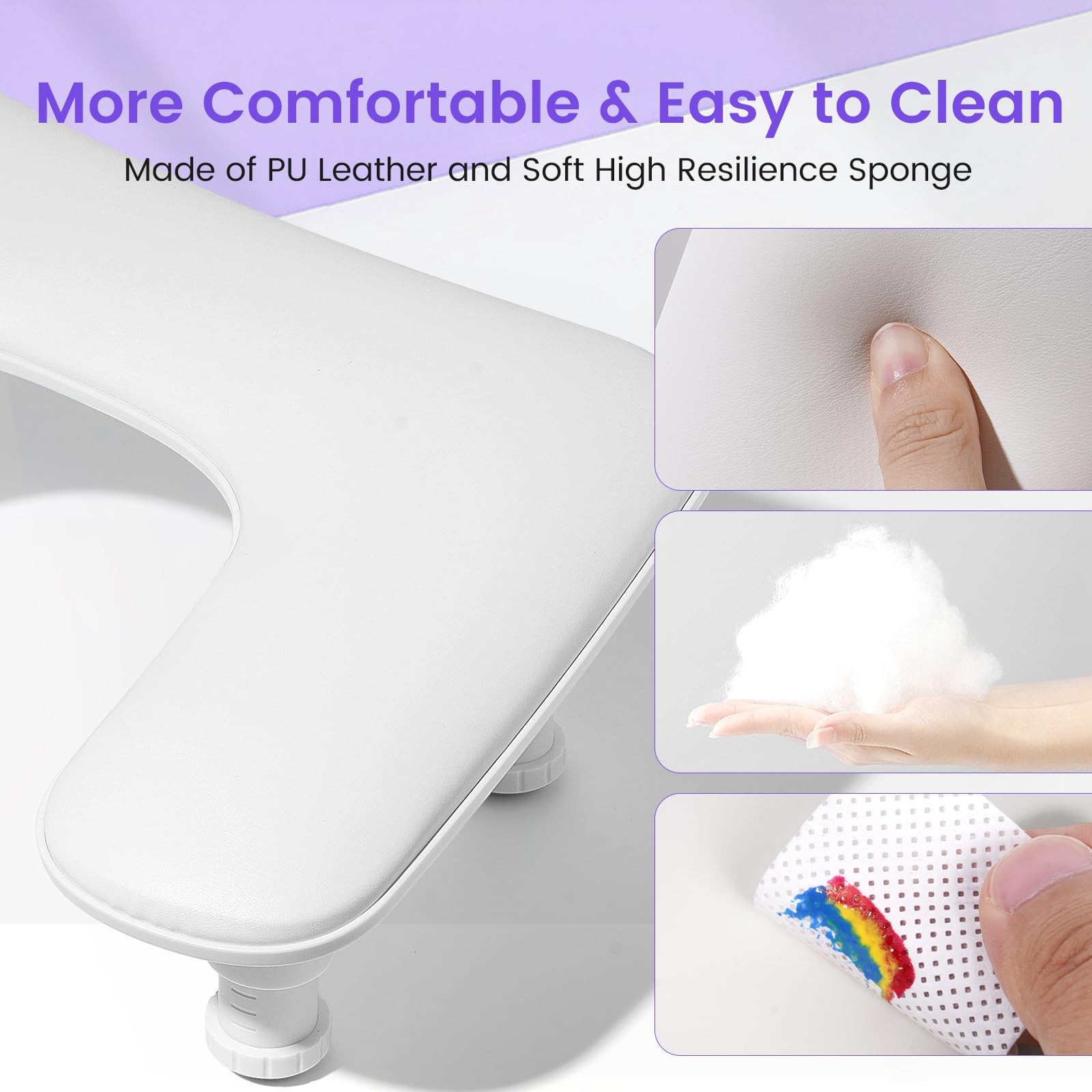 Arm Rest 2nd Generation U-Shaped Height Adjustable Microfiber PU Leather White