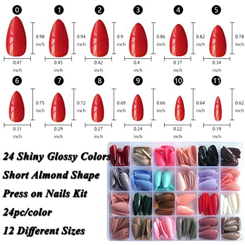 576pc Medium Press on Nails Almond Fake Nails Full N–Medium Almond Presson