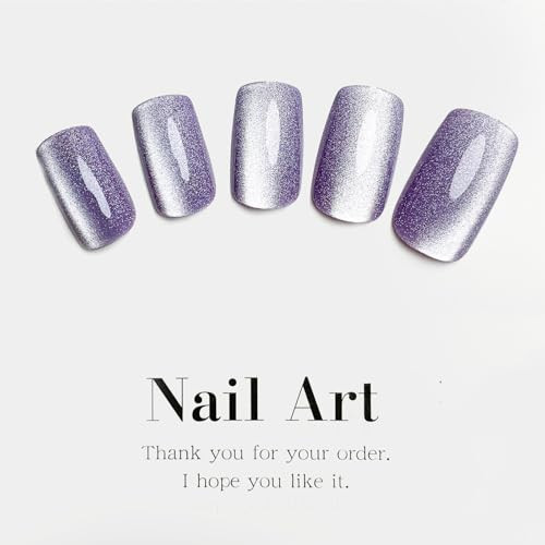 Square Press on Nails Light Purple Glitter Fake 1 Fl Oz (Pack of 24) Style 10