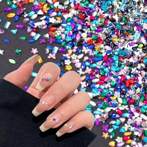 3000PCS Colorful Mini Rhinestones Star Flower Heart Nail Charms and Gems 3D