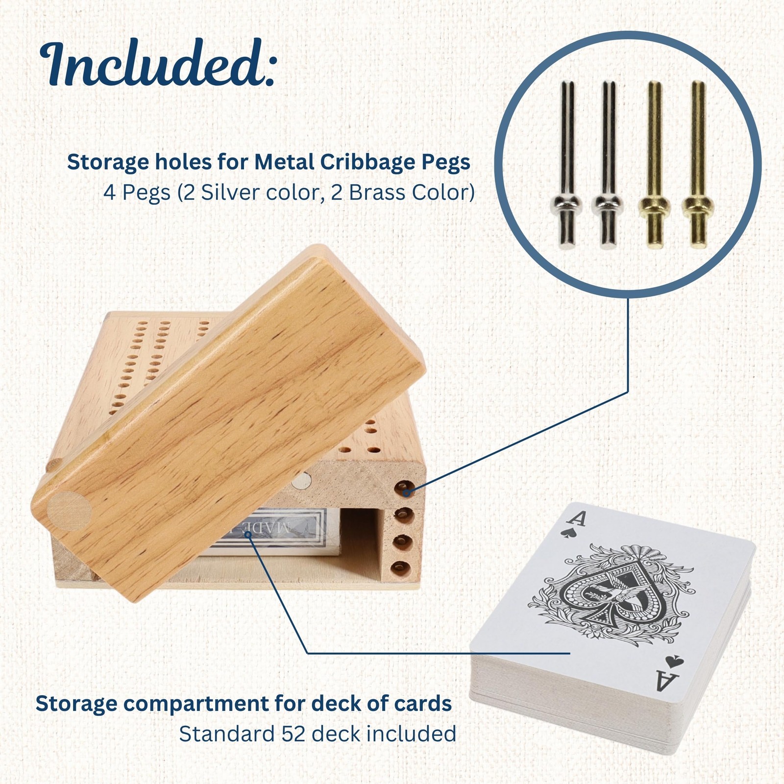 WE Games Travel Cribbage Board – Mini 2-Track 4.75 x 3.5 x 1.5 inches, Gold