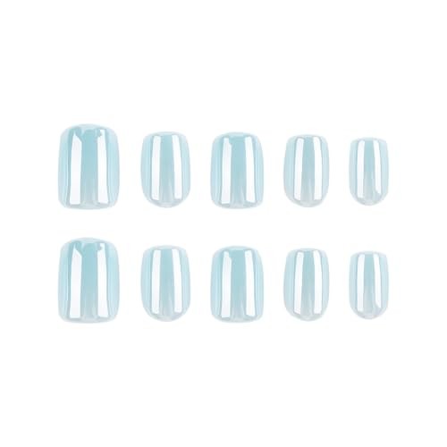 Light Blue Nail Press ons – Short Square Square Nails – Glossy Style03