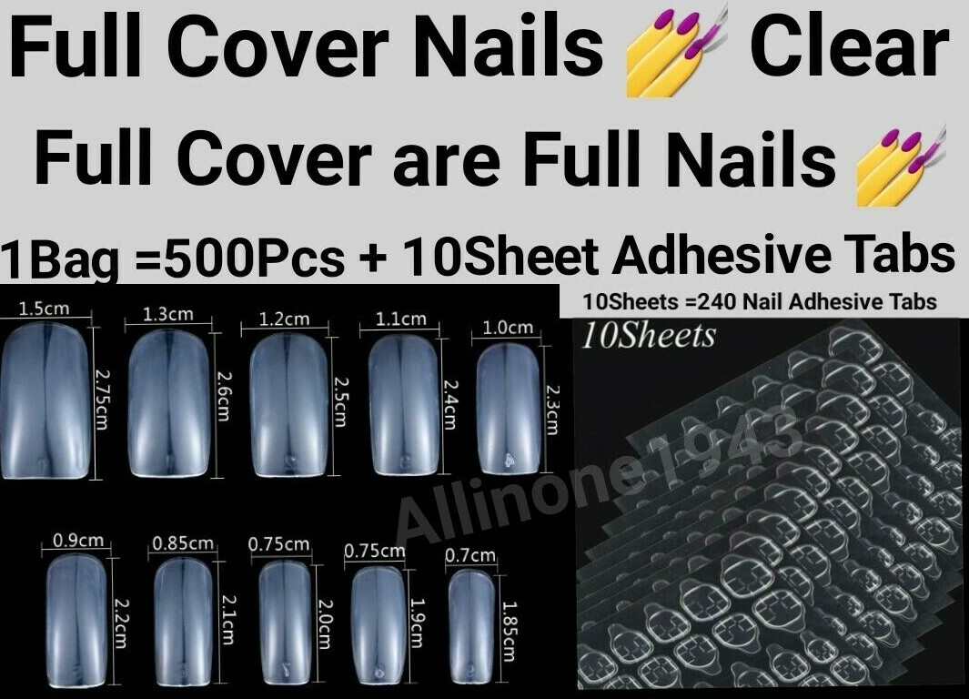 100/500Pcs Full Cover Nails Manicure Long Square False Tips Fake Nails -Jargod